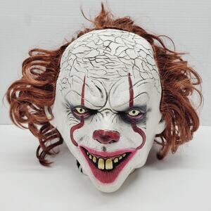 Halloween IT Pennywise With Hair Latex Rubber Clown Mask Clown Costume
